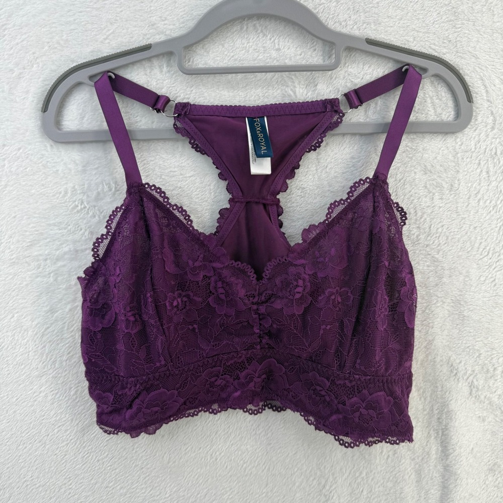 Fox & Royal‎ Purple Lace Bralette Racerback Lingerie Top Size S/16